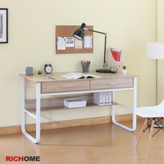 RICHOME 福利品 DE-281 杜克雙抽工作桌 書桌 電腦桌 辦公桌 工作桌 抽屜 收納 140公分桌面