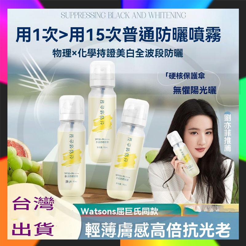 純物理防曬 韓國冰感水晶防曬水 水晶防曬噴霧 防曬噴霧  防曬霜 旅行便攜裝 可上飛機 冰感清透防曬水 高倍防紫外線