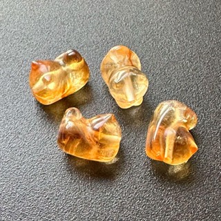 僅此一波-金字塔雙黃 黃水晶 立體小柴犬【直通孔】ღ造型單顆ღ手工DIY手鏈/腳鍊/耳環/戒指/項鍊/飾品配件