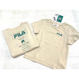 FILA 彈性棉後印logo男女童短袖上衣