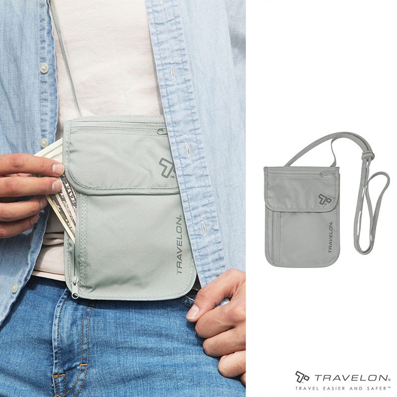 【TRAVELON 美國】RFID BLOCKING隱藏式錢包 頸掛包 側背包 出國旅遊/貼身防盜包 TL-12998