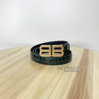 睿鈞國際精品 BALENCIAGA 巴黎世家 673518 鱷魚壓紋皮帶.墨綠 現貨
