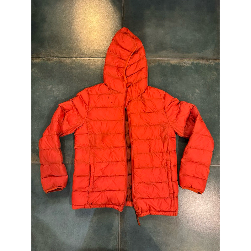 UNIQLO KIDs 羽絨連帽外套 橘色