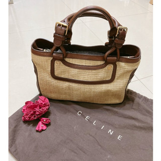 CELINE 正品 渡假藤編手提包 凱旋門 棕色 咖啡色 vintage 編織 可愛 肩揹包 古董包 古著 日本 復古