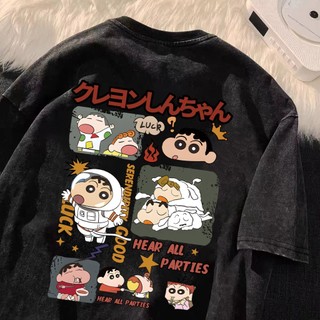 Daiwing 【】 回頭率爆表！ 小新t恤 寬鬆oversize短袖 水洗做舊t恤 韓國上衣 潮流大尺碼上衣