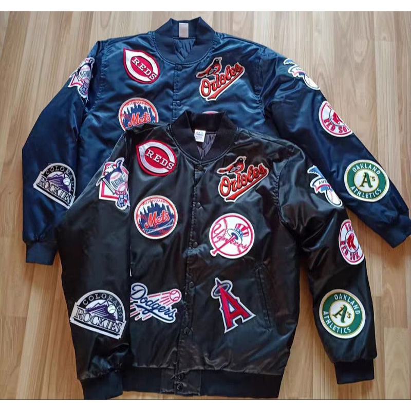 LA Dodgers NY Yankees MLB 明星球隊 徽章 棒球外套 黑藍2色 尺寸XXL胸圍124 衣長75