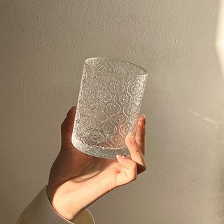 【𝐁𝐍選物】海棠刻花玻璃杯簡約冰美式拿鐵咖啡杯牛奶飲料杯家用水杯