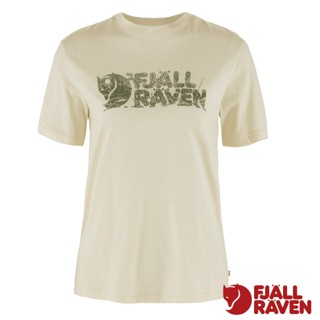 【Fjallraven 小狐狸】女 吸濕彈性有機棉混紡短袖圓領衫 Lush 休閒T恤 運動上衣 粉筆白 14600165