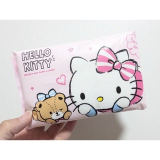 御衣坊 三麗鷗授權 Hello Kitty 紙手帕15包 拋棄式加厚棉巾 淨新 抽取式棉柔巾 菱格紋款 純棉透氣護墊