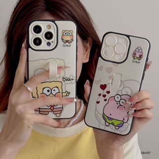 卡通海綿寶寶Q萌可愛派大星iphone11手機殼隱藏支架指環12pro全包手機殼iphone13 14 15promax
