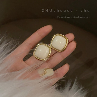 ❤️vivi飾品❤️無耳洞 復古巴洛克風奶油方塊夾式耳環