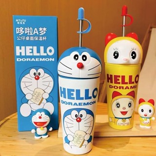 哆啦a夢&哆啦美 造型飲料杯 304不鏽鋼冰霸杯 吸管杯 保溫杯 小叮噹/小叮嚀 600ML 多啦A夢