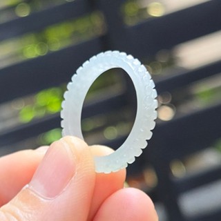 嗨，寶貝銀飾珠寶* 緬甸玉A貨 ☆保證A貨 光滑油潤 雙龍雕件 冰種 白翡 春彩翡翠戒指 戒圈10-1