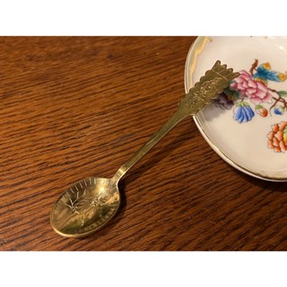 #19世紀 瑞典鍍金手工刻花皇冠茶匙/咖啡匙 #524145