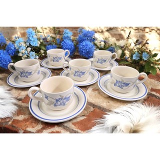 【Sunshine Antiques】E.I.T. - Flower in Blue 英國陶瓷咖啡杯組 F.103-1