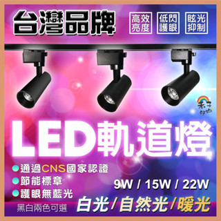 現貨 LED軌道燈 【臺灣品牌&認證透過】 COB爆亮 黑/白 經典直筒 9W 15W 22W 投射燈 【SU0006】