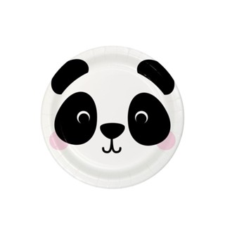 派對城 現貨 【7吋圓盤8入-熊貓/猴子/老虎】 歐美派對 一次性紙盤 派對用品 動物主題 生日佈置 派對佈置 拍攝道具