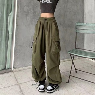 ZUCAS~韓版復古寬鬆設計感大口袋工作褲 寬褲 褲子 女裝 高腰褲 拖地褲 直筒褲 -P-257