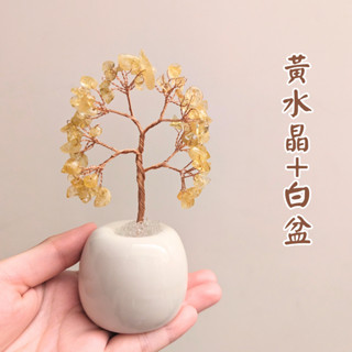 【JC好蒔光】💰 天然銅編水晶樹 黃水晶 粉水晶 64顆水晶 入厝禮 發財樹 招財 補財庫 開運五行 淨化能量