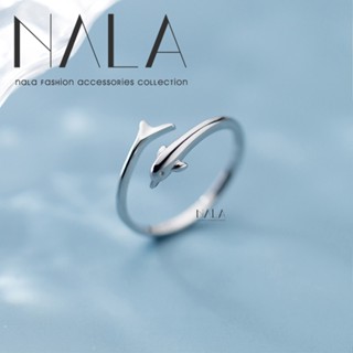 NALA 娜拉。S925 純銀 海豚 海洋 動物 戒指 鑲鑽 銀戒 開口戒 指環 關節戒 韓國 氣質簡約 食指戒 銀戒指