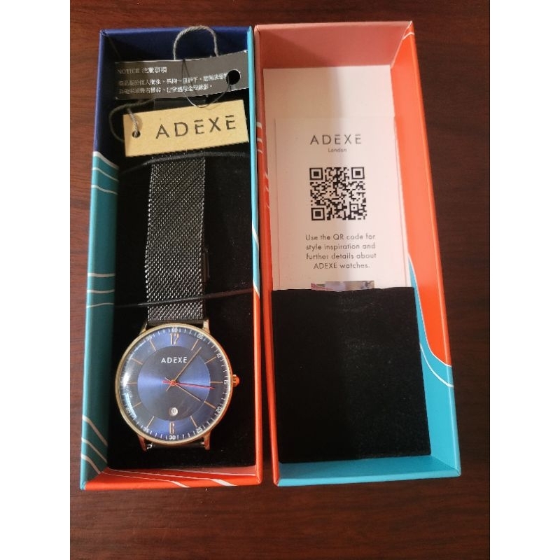 ADEXE 英國時尚手錶 MAC日期顯示系列 藍錶盤