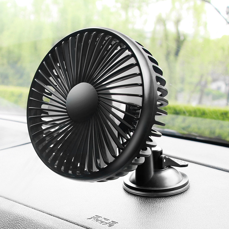 USB汽車風扇 車載風扇 工程車風扇 12V/24v通用 大風力靜音可旋轉家用車兩用風扇