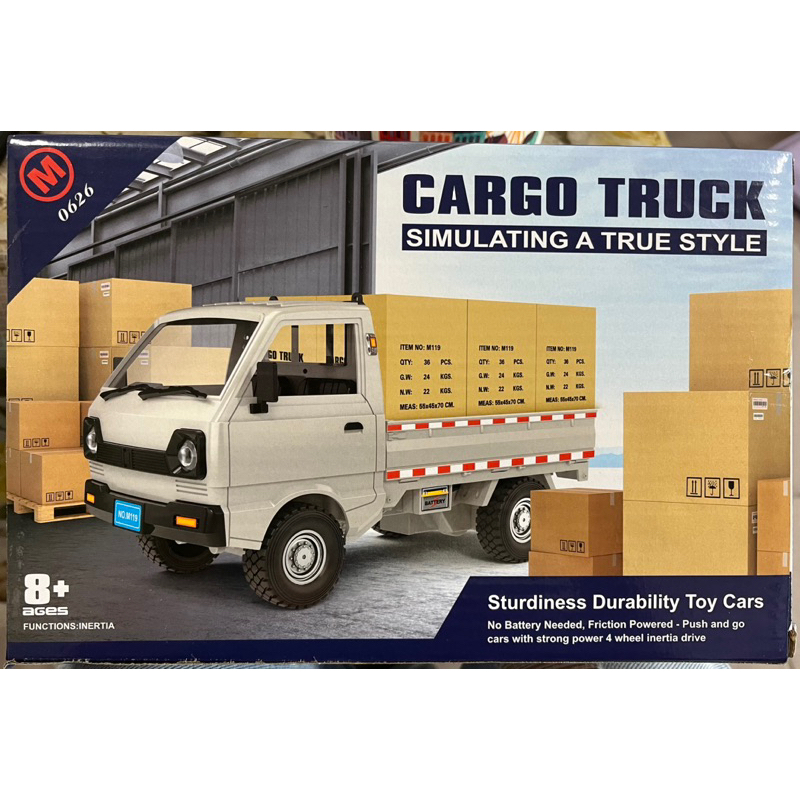 全新Cargo truck 小貨卡附紙箱 擺飾車/慣性車