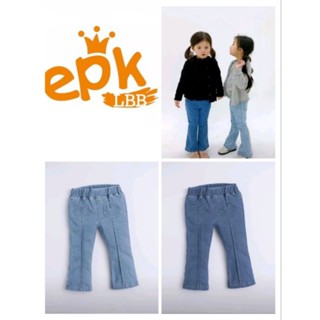 **Abu kids**【KZ23221】現貨~epk大童愛心牛仔喇叭褲薄款針織水洗彈力牛仔褲100～160cm