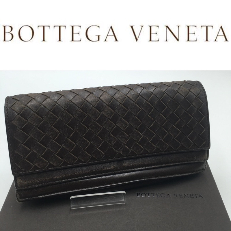 二手真品 Bottega Veneta BV 扣式長夾 編織皮夾 義大利製 白424