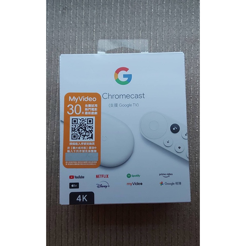 Google Chromecast 4K (Google TV，4K) 台灣公司貨+MyVideo30天序號