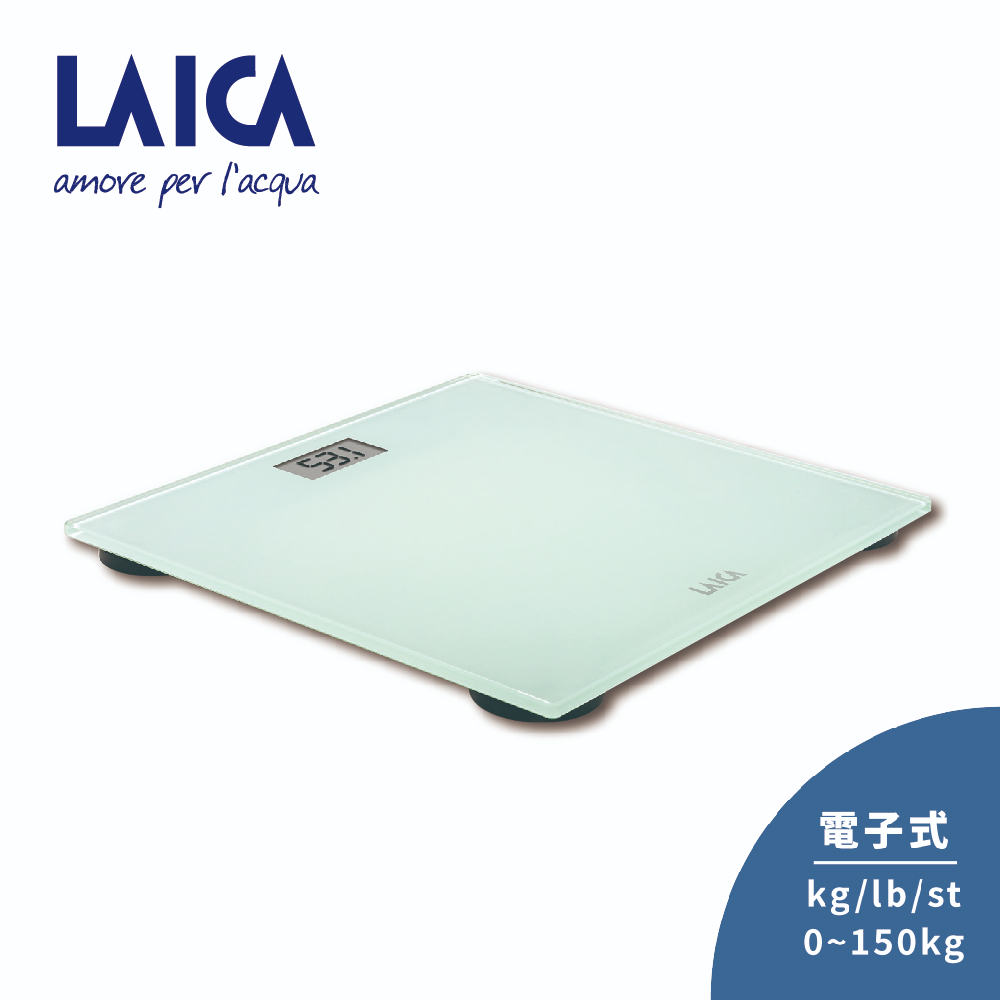【萊卡 LAICA】進階款 簡約白電子式玻璃體重秤