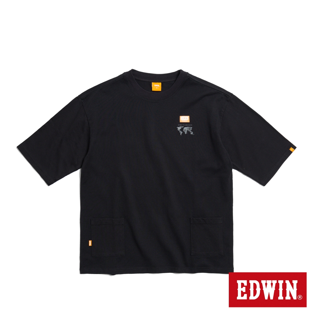 EDWIN 橘標 寬版雙口袋短袖T恤(黑色)-男款