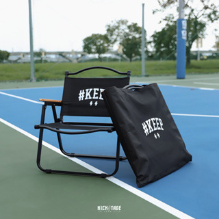 #KEEP CAMPING CHAIR 黑色 標語 閃電 旅遊 登山 釣魚 野營 露營椅 摺疊椅【KS182-BK】