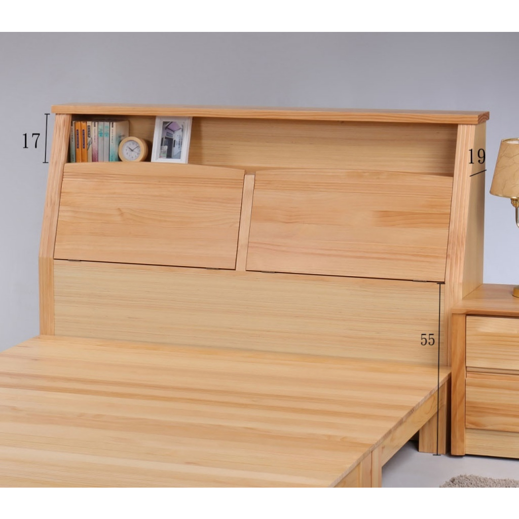 【生活家傢俱】SN-301-2：原木色5尺實木雙人床頭箱【台中家具】實木床頭箱 松木實木 收納櫃 台灣製造 床頭可開啟