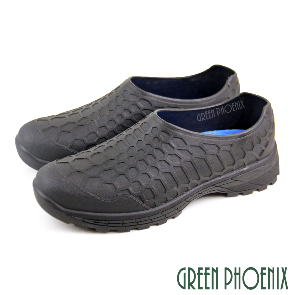 【GREEN PHOENIX】一體成型蜂巢紋防水防穿刺工作鞋/雨鞋/廚師鞋-男款 台灣製 N-11513