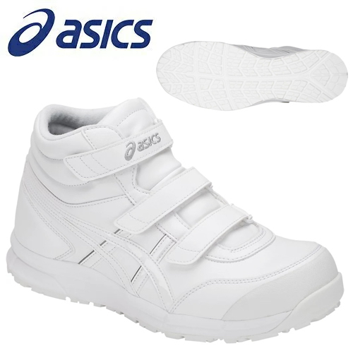 日本亞瑟士asics塑鋼安全鞋 魔鬼氈 CP302 高筒輕量塑鋼頭 全白色 工作鞋 寬楦舒適 防滑耐油 做工的人