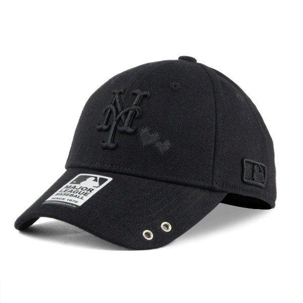 【MLB Old Fashioned Cap】大都會 NY 黑 老帽 愛心 人字布 鴨舌【ANGEL NEW ERA 】