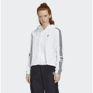 Adidas (黑/白) 愛迪達 三葉草 女子短款梭織透氣防風連帽運動外套 ADICOLOR 運動外套