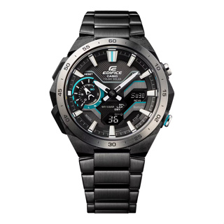 【CASIO EDIFICE】WINDFLOW太陽能藍芽雙顯鋼帶腕錶-經典黑/ECB-2200DD-1A/台灣總代理公司