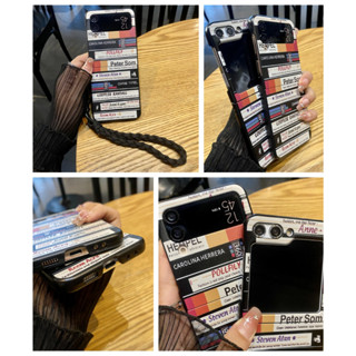 三星Galaxy zflip3 4 5 翻蓋保護殼 潮流磨砂英文標籤 Samsung Z Flip6 摺疊手機殼 PC硬