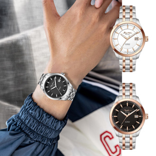RHYTHM 麗聲 日本跳色錶框錶帶日期顯示自動鋼帶機械錶-A1302(休閒設計機械錶)