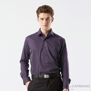 【ROBERTA 諾貝達】男裝 紫黑色條紋長袖襯衫-精梳棉-台灣製 RDI37-29