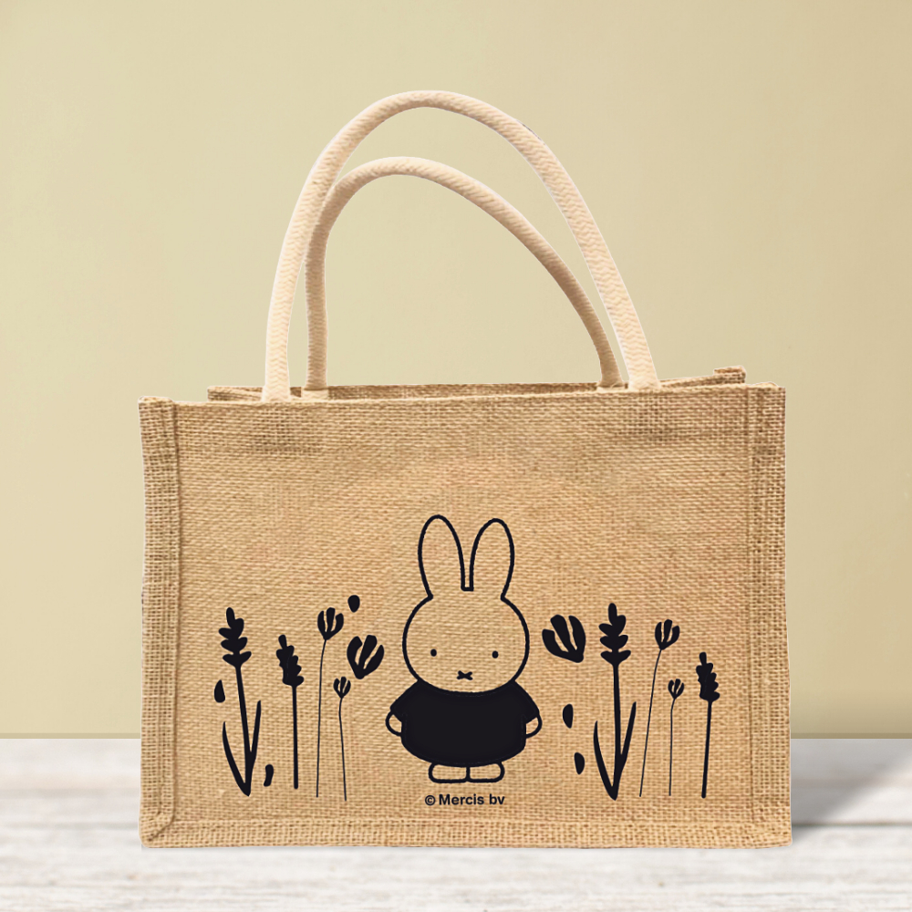 MIFFY 米飛兔 | 亞麻野餐手提袋 (L) - 米飛草叢