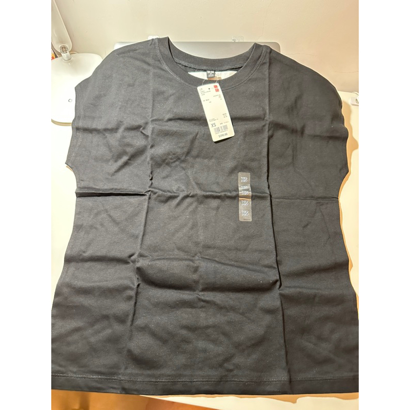 Uniqlo 絲光棉法式袖T恤（短袖）/XS/黑/吊牌未拆