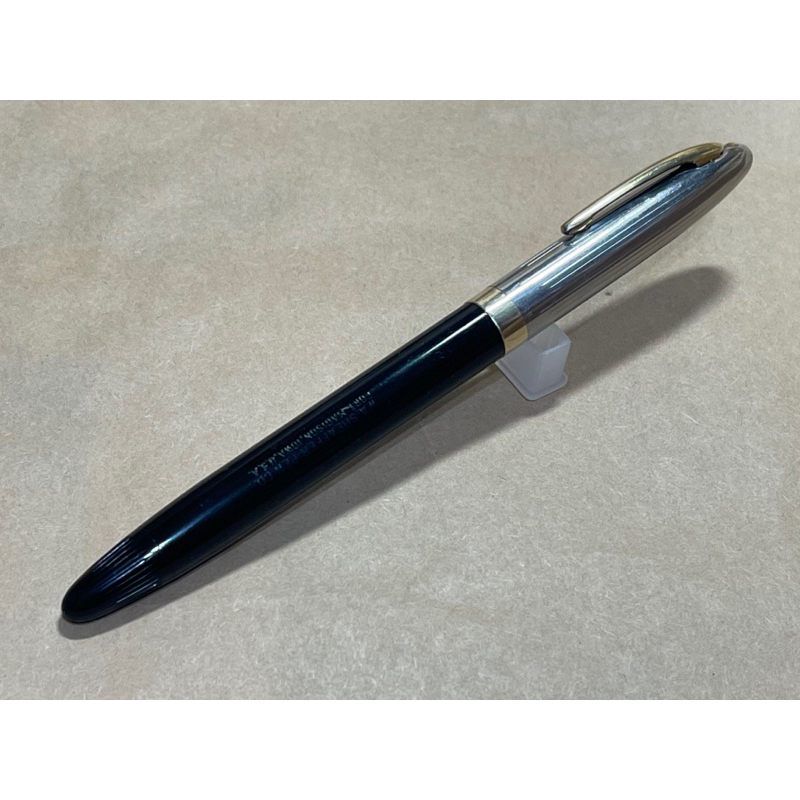 西華潛艦上墨Snorkel鋼筆，14K/F雙色尖，黑桿鋼蓋金夾金環，美筆。全筆保養墨囊更新，上墨完整。