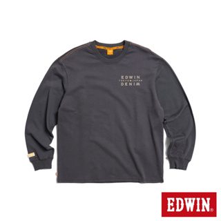 EDWIN 橘標 寬版薄絨薄長袖T恤(暗灰色)-男款