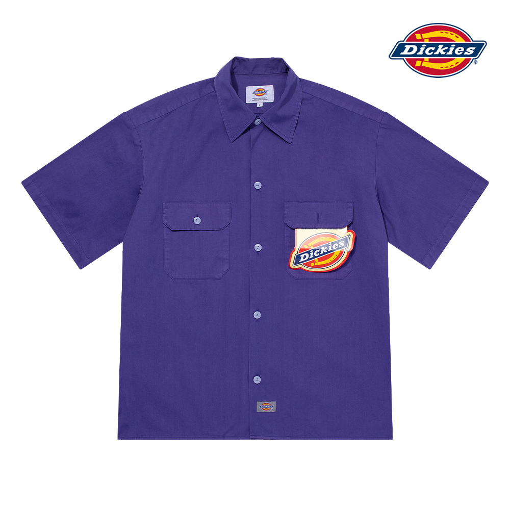 【MONKEY TIME 聯名】Dickies男款紫色斜紋雙口袋經典工裝短袖襯衫|DK009259PRX
