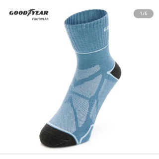 Goodyear 固特異 女款襪 台灣製造 雙層加厚 透氣除臭抗菌 防靜電石墨烯機能襪-灰藍色GACS33018