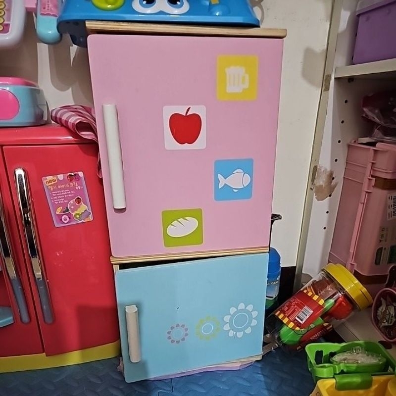 木製仿真冰箱 木製小冰箱 兒童辦家家酒 廚房玩具高46寬23