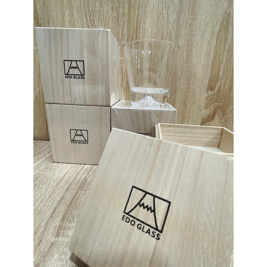 木盒 威士忌雪山杯 日式富士山江戶切子 富士山 禮盒玻璃杯套裝 手工 威士忌酒杯 木盒包裝